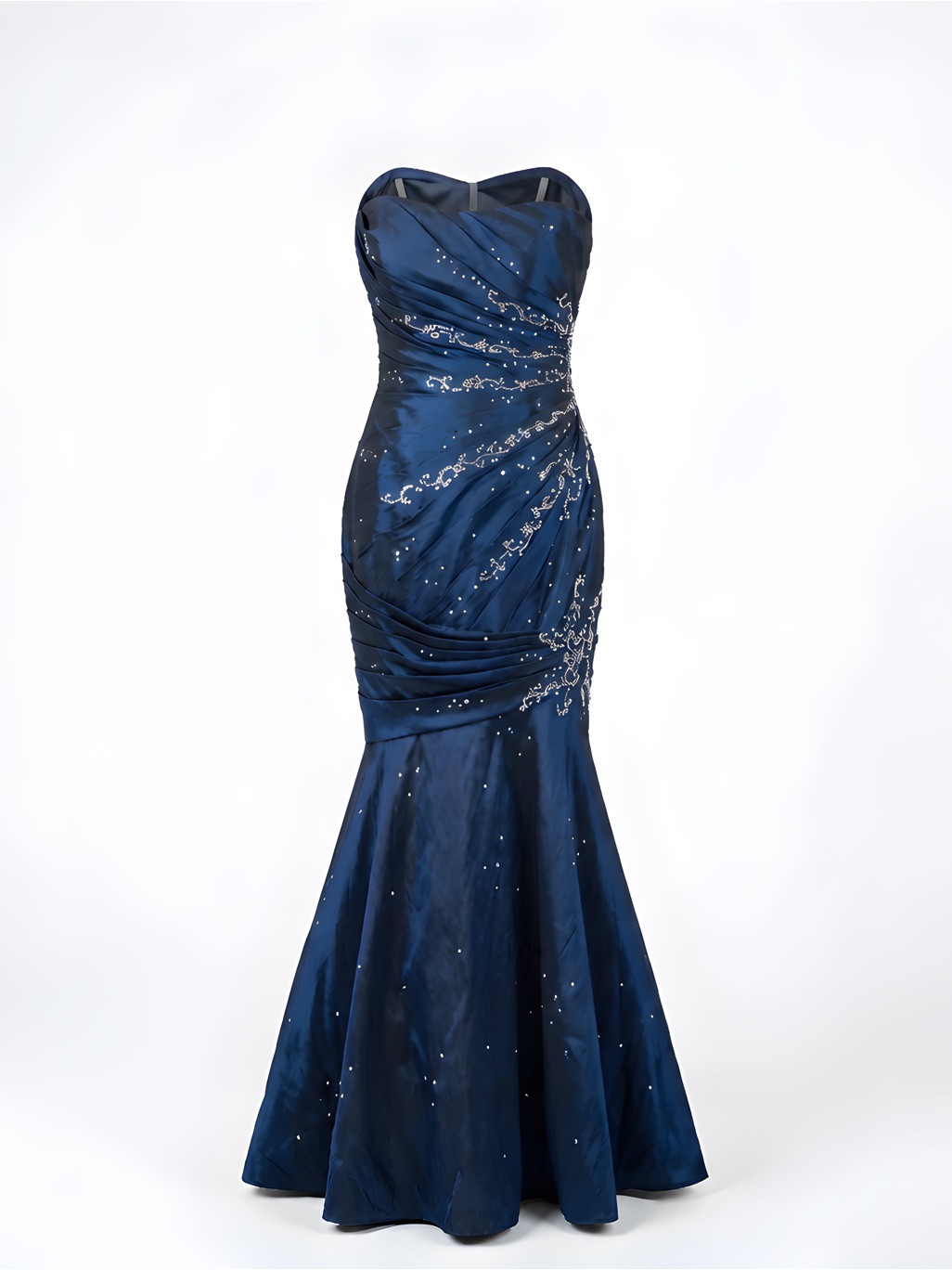 Vintage Mori Lee Strapless Navy Beaded Mermaid Prom Dress